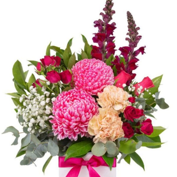 bright bloom box arrangement