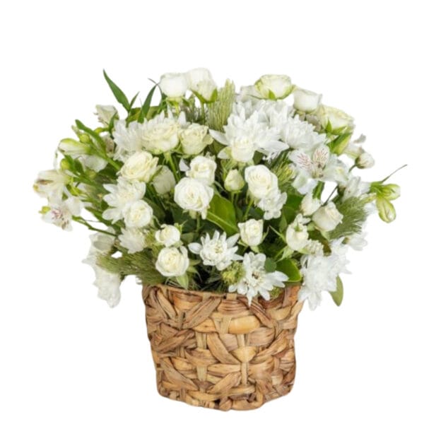 elegant white basket arrangement