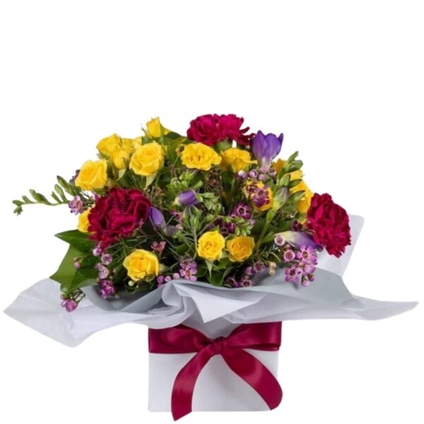 sunshine & burgundy bloom box