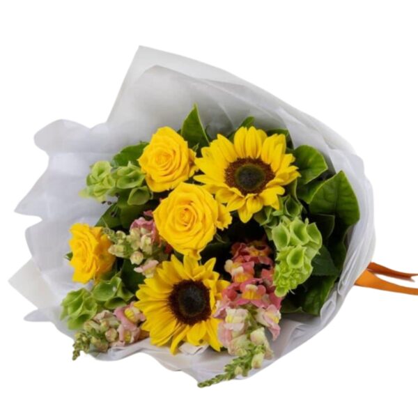 sunshine sunflower & rose bouquet
