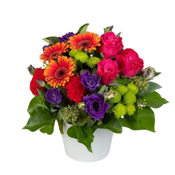 vibrant mixed blooms in ceramic pot (large)