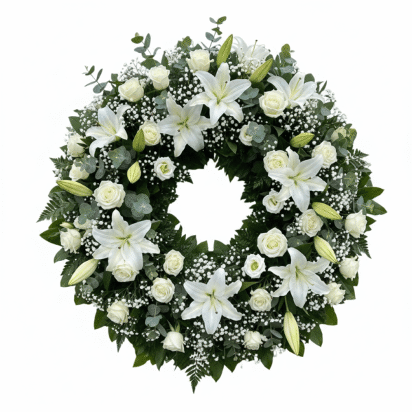 graceful white tribute wreath