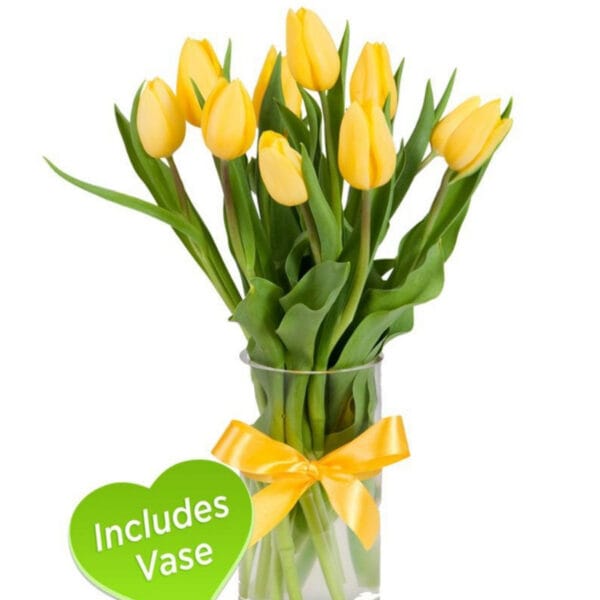 Yellow Tulip Vase Arrangement – Fresh Yellow Tulip Delivery Perth by Perth Flora