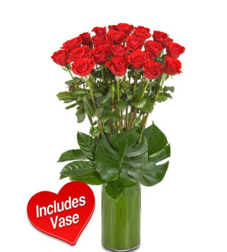 ultimate 24 red roses with vase