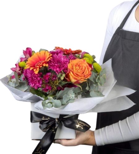 vibrant gerbera & rose gift box