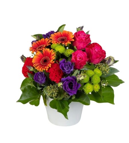 vibrant mixed blooms in ceramic pot (large)